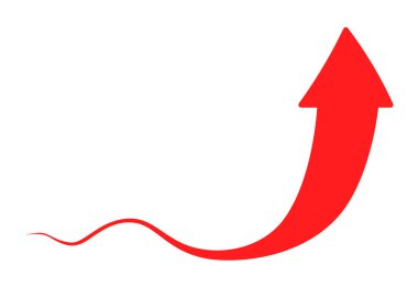 Kırmızı iş okları yukarı doğru eğrisi ilerleme ve büyümeyi temsil eder