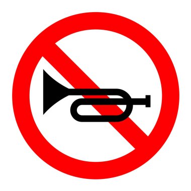 Do Not Horn, No Sound Horn Road Sign Vector Illustration, Silent Zone Warning Symbol clipart