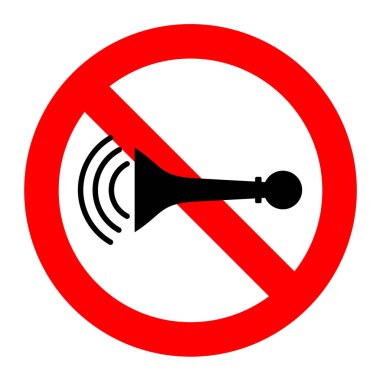 Do Not Horn, No Blowing Horn Sign Vector Illustration, Silent Zone Warning Symbol clipart