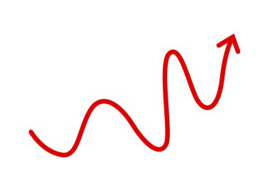 Kırmızı Yukarı Trend Eğri Ok. Büyüme, Başarı ve İlerleme