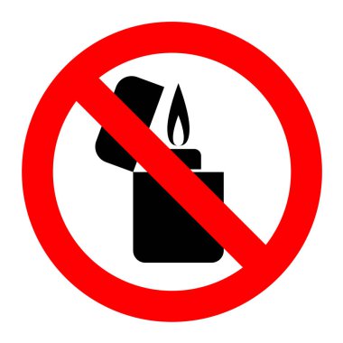 Çakmak işareti yok. Benzin yok, Butane çakmağı yok. Güvenlik Uyarısı