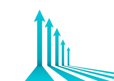 Mavi Turkuaz İş Okları Yükseliyor. Başarı, Kâr ve İlerleme İçin Yarış