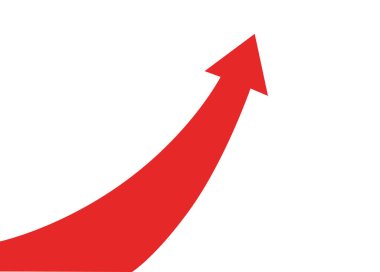 Büyük kırmızı eğimli ok iş büyümesini ve ticaret kârını temsil ediyor