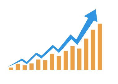 Ok ve Çubuk Grafik Yükselmesi İş Büyümesini ve Ticarette Büyümeyi Sembolize Ediyor