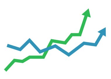İki Ok Grafik Çapraz Yükselen Rekabet, İş Kârı ve Büyümeyi Sembolize Ediyor