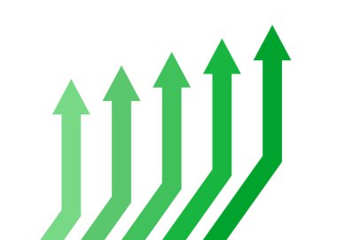 Yükselen 5 yeşil ok iş rekabeti kar artışını temsil ediyor