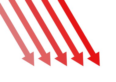 İş düşüşünü, ticaret kaybını, rekabeti ve ekonomik durgunluğu temsil eden 5 kırmızı ok düşüyor
