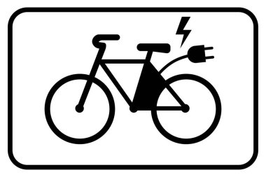 E-Bisiklet Arkadaş Bölgesi İşareti. Elektrikli Bisiklet Otoparkı tabelası. E-Bisiklet Şarj İstasyonu
