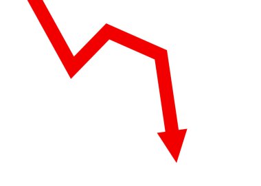 Kırmızı ok iş grafiğinin düşüşü kayıp ve ekonomik durgunluğu temsil ediyor