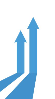 Bir satırda dikey biçimi gösteren 2 mavi iş oku