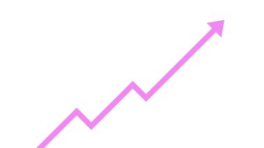 Pembe ve ince iş ok grafiği yükseliş karı ve büyüyen geliri temsil ediyor