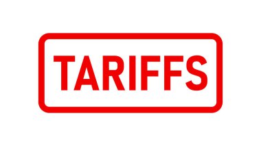 Kırmızı ve beyaz arkaplan üzerine ABD ihracat tarifeleri metni. ABD Ticaret Savaş Teması