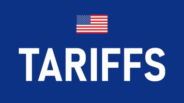 Ticari tarifeler mavi arkaplanda. ABD Ticaret Savaş Teması