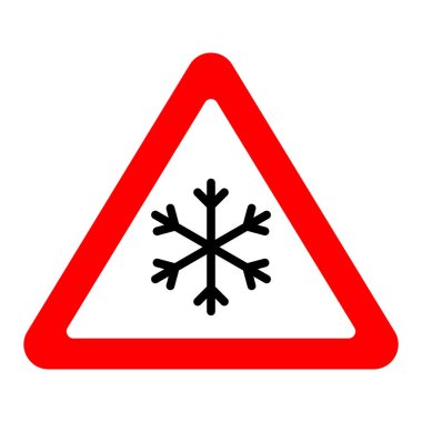 Kar ve buz tabelasından dolayı kaygan yol. Kar yağışı Uyarı İşareti