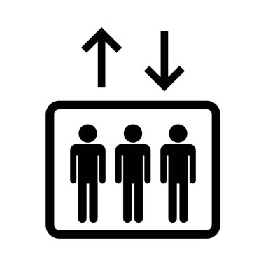 Halkı Olan Asansör Simgesi ve Kamu Tesisleri İçin Aşağı Oklar