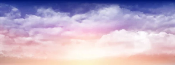 stock vector Dark Blue sky and white soft clouds floated in the sky on a clear day. Beautiful air and sunlight with cloud scape colorful. Sunset sky for background. Fantastic sky vector illustration.