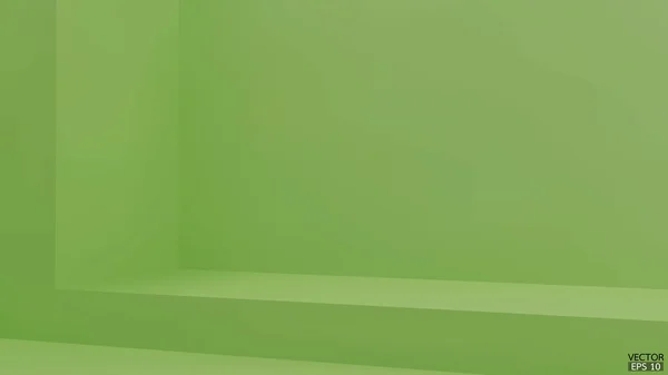 带有工作室背景的绿光和渐变光背景 绿色空白显示或用于展示产品的清洁房间 绿色背景 矢量说明 — 图库矢量图片