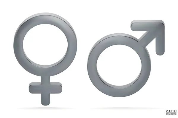 Silver Male Female Symbol Icon Isolated White Background Male Female — Stock Vector