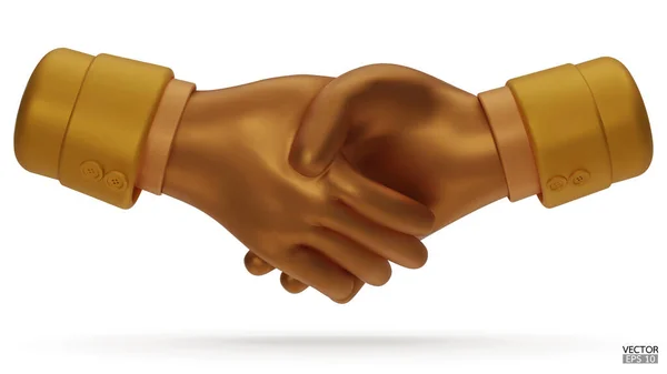 Segure Mãos Desenho Animado Ícone Design Mãos Ouro Tremer Handshake —  Vetores de Stock