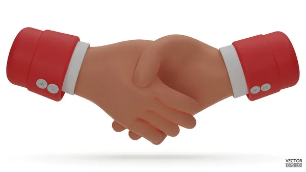 Trzymaj Ręce Ikonę Kreskówki Czerwony Rękaw Ściskający Dłonie Biznes Uścisk — Wektor stockowy