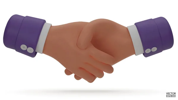 Hold One Hands Cartoon Icon Design Purple Sleeve Shaking Hands — Stock Vector