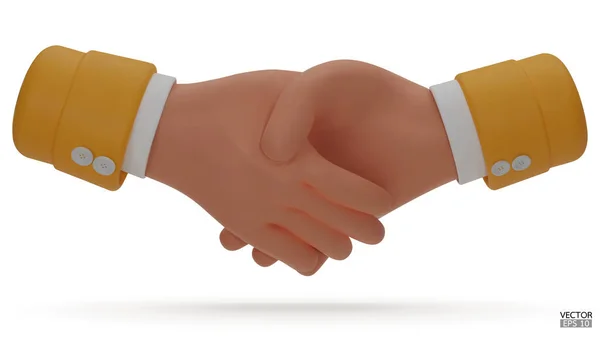Hold One Hands Cartoon Icon Design Yellow Sleeve Shaking Hands — Stock Vector