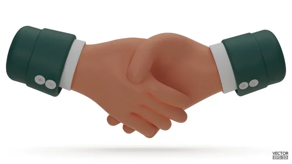 Trzymaj Ręce Ikonę Kreskówki Zielony Rękaw Ściskający Dłonie Biznes Uścisk — Wektor stockowy