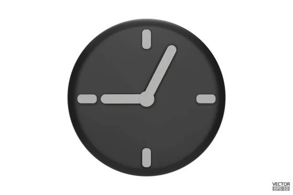 Zwart Horloge Geïsoleerd Witte Achtergrond Rond Klok Pictogram Cartoon Minimale — Stockvector