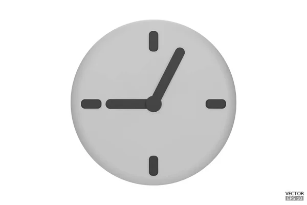 Beyaz Saat Beyaz Arka Planda Izole Edilmiş Boyutlu Yuvarlak Saat — Stok Vektör