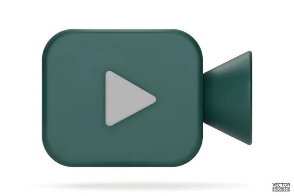 Grön Video Kamera Ikon Isolat Vit Bakgrund Realistisk Film Ikon — Stock vektor