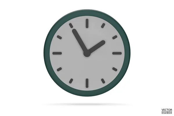 Pastel Yeşili Saat Beyaz Arkaplanda Izole Edilmiş Boyutlu Yuvarlak Saat — Stok Vektör