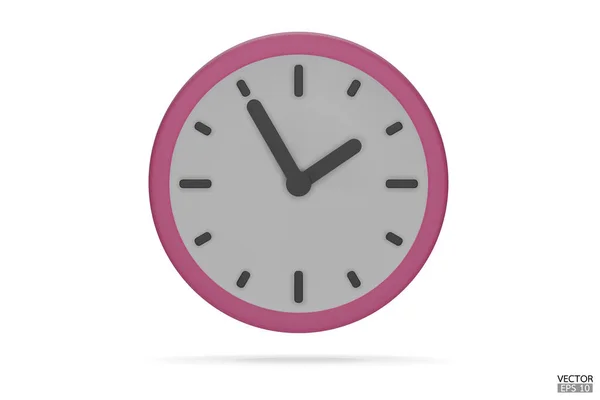 Pastel Relógio Rosa Isolado Fundo Branco Ícone Relógio Desenhos Animados —  Vetores de Stock
