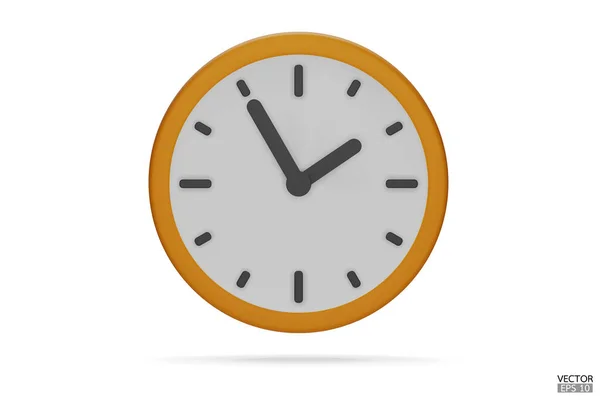 Sarı Saat Beyaz Arka Planda Izole Edilmiş Boyutlu Yuvarlak Saat — Stok Vektör