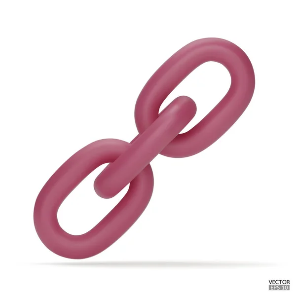 3D现实的粉红色链子或链接图标隔离的白色背景 两个链环图标 锁定符号 锁链连接标志 3D矢量插图 — 图库矢量图片