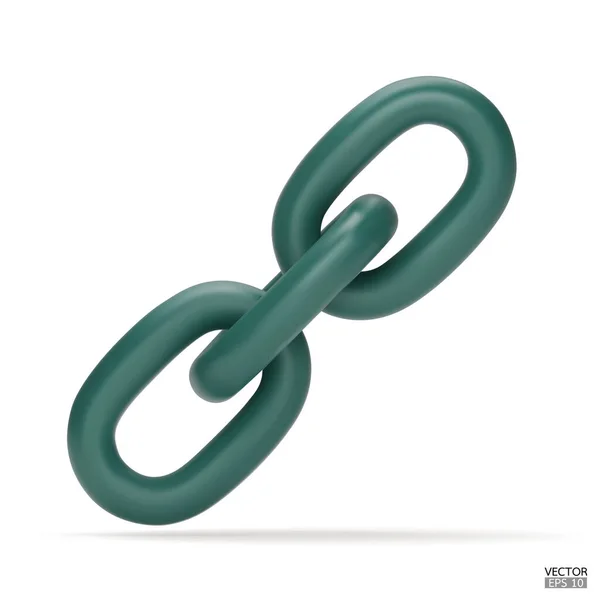 3D现实的绿链或链接图标隔离的白色背景 两个链环图标 锁定符号 锁链连接标志 3D矢量插图 — 图库矢量图片