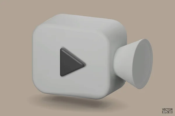 Fehér Videókamera Ikon Izolálni Háttérben Reális Film Ikon Lejátszás Gomb — Stock Vector
