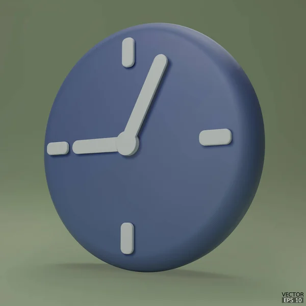 Pastellblaue Uhr Isoliert Auf Grünem Hintergrund Icon Rund Die Uhr — Stockvektor