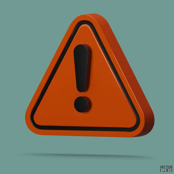 Трехмерный Реальный Оранжевый Треугольник Предупреждающий Знак Изолирован Заднем Плане Предупреждающий — стоковый вектор