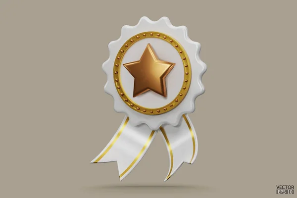 Qualität Garantiert Eine Medaille Mit Stern Und Schleife Weißes Symbol — Stockvektor