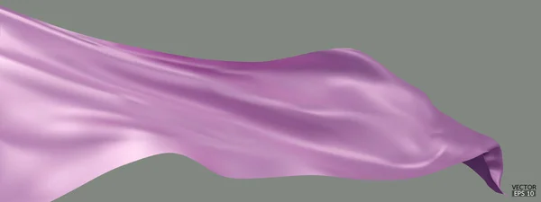 Flygande Lila Silke Textil Tyg Flagga Bakgrund Smidig Elegant Lila — Stock vektor