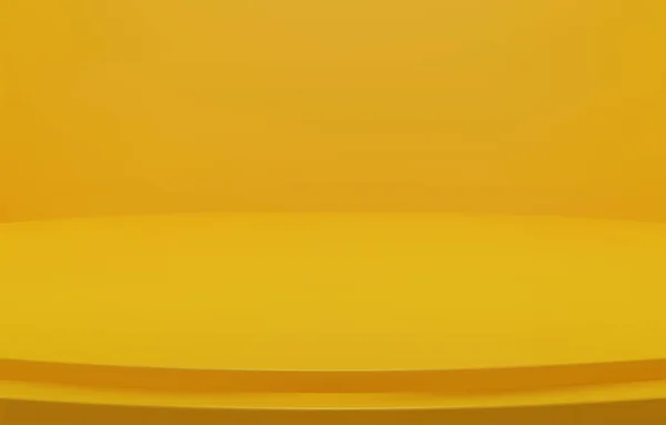 概要高級黄色の背景 空の黄色のグラデーションルーム スタジオ スペース あなたの製品を表示するための背景として使用される湾曲した段階 3Dベクトルイラスト — ストックベクタ