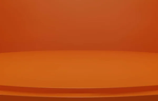 豪华橙色背景 空荡荡的橙色渐变室 工作室 弯曲的舞台用来作为展示产品的背景 3D矢量说明 — 图库矢量图片