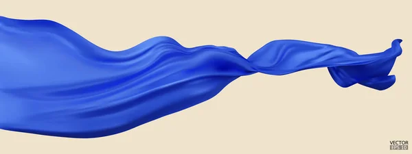 Flying Blue Hedvábí Textilie Vlajka Pozadí Hladký Elegantní Modrý Satén — Stockový vektor