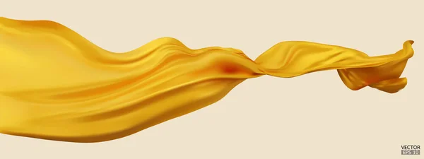 Flying Yellow Silk Fabric Flag Background Liso Elegante Satén Amarillo — Archivo Imágenes Vectoriales