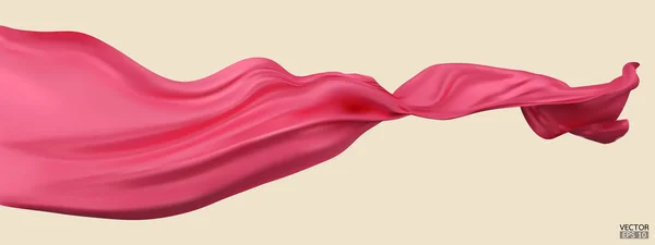 Flygande Rosa Silke Textil Tyg Flagga Bakgrund Smidig Elegant Rosa — Stock vektor