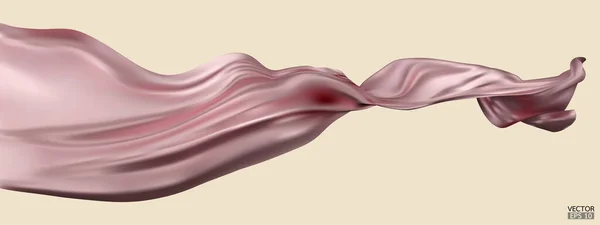 Flying Růžové Hedvábí Textilie Vlajka Pozadí Hladký Elegantní Růžový Satén — Stockový vektor