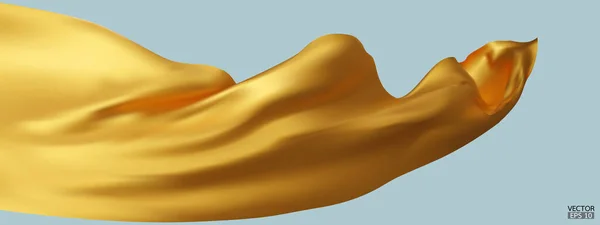 Flying Ouro Seda Tecido Tecido Bandeira Fundo Ouro Elegante Liso — Vetor de Stock