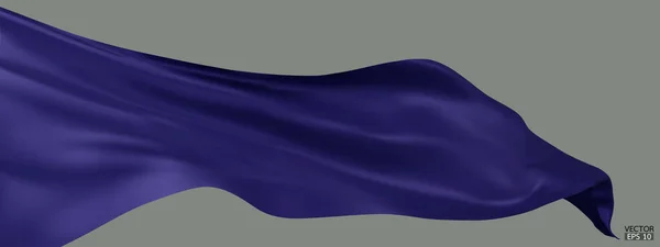 Flying Tmavě Modré Hedvábí Textilní Tkaniny Vlajkové Pozadí Hladký Elegantní — Stockový vektor