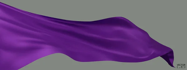 Fliegenden Dunkelvioletten Seide Textilstoff Flagge Hintergrund Glatter Eleganter Lila Satin — Stockvektor