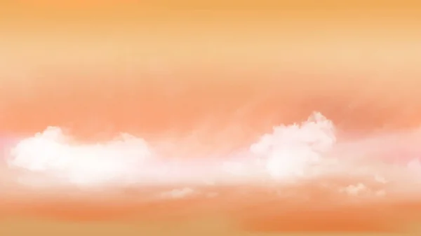 在晴朗的天气里 黄色的橙色的天空和白色的软云漂浮在天空中 美丽的空气和阳光 多姿多彩的云彩风景 日落的天空作为背景 矢量插图 — 图库矢量图片